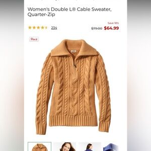 L.L. Bean Women's Cable Sweater in Tan